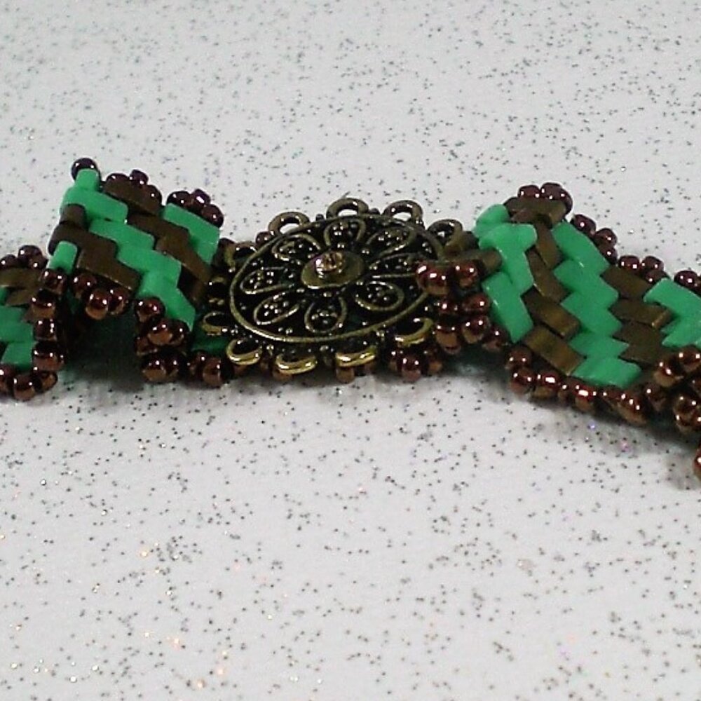Beaded Bronze Tila Bead Bracelet